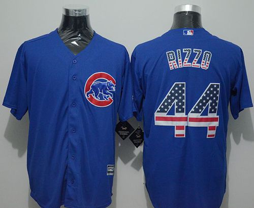 Cubs #44 Anthony Rizzo Blue USA Flag Fashion Stitched MLB Jersey - Click Image to Close